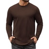 image:imageCOOFANDY Mens Long Sleeve Tee Shirts Stretch Crew Neck Tee Shirts Casual T Shirts for MenBrown