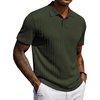 image:imageCOOFANDY Mens Polo Shirt Casual Short Sleeve Textured Knit Polo Golf ShirtsArmy Green
