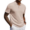 image:imageCOOFANDY Mens Polo Shirt Casual Short Sleeve Textured Knit Polo Golf ShirtsKhaki