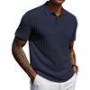 image:imageCOOFANDY Mens Polo Shirt Casual Short Sleeve Textured Knit Polo Golf ShirtsNavy Blue
