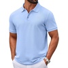 image:imageCOOFANDY Mens Polo Shirts Classic Short Sleeve Polo T Shirts Cotton Pique Casual Summer Fashion Golf ShirtSolid Light Blue