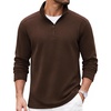 image:imageCOOFANDY Mens Quarter Zip Pullover Casual Mock Neck Sweatshirt Premium Cotton Long Sleeve ShirtsBrown