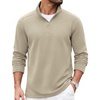 image:imageCOOFANDY Mens Quarter Zip Pullover Casual Mock Neck Sweatshirt Premium Cotton Long Sleeve ShirtsMoon Grey