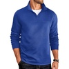 image:imageCOOFANDY Mens Quarter Zip Pullover Lightweight Textured Sweatshirt Long Sleeve Casual Mock Neck Polo ShirtsDenim Blue