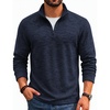 image:imageCOOFANDY Mens Quarter Zip Pullover Sweater Regular Fit Fleece SweatshirtNavy Blue