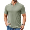 image:imageCOOFANDY Mens Ribbed Polo Shirts Short Sleeve V Neck Slim Fit Polo TShirt Casual Summer Collared Golf ShirtLight Green