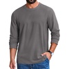 image:imageCOOFANDY Mens T Shirts Long Sleeve Casual Crew Neck Ribbed Tee Shirt Basic TopDark Gray