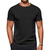 image:imageCOOFANDY Mens TShirts Henley Short Sleeve Cotton Shirts Button Tee TopsBlack