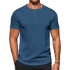 image:imageCOOFANDY Mens TShirts Henley Short Sleeve Cotton Shirts Button Tee TopsBlue