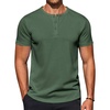 image:imageCOOFANDY Mens TShirts Henley Short Sleeve Cotton Shirts Button Tee TopsDark Green