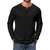 image:imageCOOFANDY Mens Waffle Henley Shirts Long Sleeve Pullover Shirt Casual Knit TShirt Lightweight Basic TeesBlack