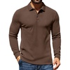 image:imageCOOFANDY Mens Waffle Knit Polo Shirts Casual Long Sleeve Polo ShirtBrown