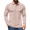 image:imageCOOFANDY Mens Waffle Knit Polo Shirts Casual Long Sleeve Polo ShirtChampagne