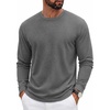 image:imageCOOFANDY Mens Waffle Long Sleeve Shirt Crew Neck Cotton Blend Basic T ShirtMedium Gray