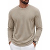 image:imageCOOFANDY Mens Waffle Long Sleeve Shirt Crew Neck Cotton Blend Basic T ShirtMoon Gray