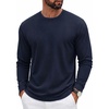 image:imageCOOFANDY Mens Waffle Long Sleeve Shirt Crew Neck Cotton Blend Basic T ShirtNavy Blue