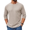 image:imageCOOFANDY Mens Waffle Long Sleeve Shirt Crew Neck TShirts Cotton Tee ShirtsLight Khaki