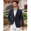 image:imageCOOFANDY Mens Blazer Casual Sport Coats Regular Fit Lightweight Suit JacketCheckered Blazer  Navy Blue