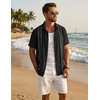 image:imageCOOFANDY Mens Cuban Guayabera Shirts Button Down Short Sleeve Linen ShirtBlack
