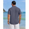 image:imageCOOFANDY Mens Cuban Guayabera Shirts Button Down Short Sleeve Linen ShirtLight Grey