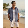 image:imageCOOFANDY Mens Cuban Guayabera Shirts Button Down Short Sleeve Linen ShirtLight Grey