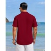 image:imageCOOFANDY Mens Cuban Guayabera Shirts Button Down Short Sleeve Linen ShirtRed