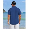 image:imageCOOFANDY Mens Cuban Guayabera Shirts Button Down Short Sleeve Linen ShirtRoyal Blue