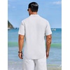 image:imageCOOFANDY Mens Cuban Guayabera Shirts Button Down Short Sleeve Linen ShirtWhite