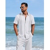 image:imageCOOFANDY Mens Cuban Guayabera Shirts Button Down Short Sleeve Linen ShirtWhite