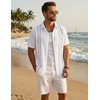 image:imageCOOFANDY Mens Cuban Guayabera Shirts Button Down Short Sleeve Linen ShirtWhite