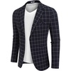 image:imageCOOFANDY Mens Blazer Casual Sport Coats Regular Fit Lightweight Suit JacketCheckered Blazer  Navy Blue