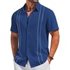 image:imageCOOFANDY Mens Cuban Guayabera Shirts Button Down Short Sleeve Linen ShirtRoyal Blue