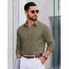 image:imageCOOFANDY Men Casual Button Down Shirt Long Sleeve Untucked Denim Dress ShirtArmy Green