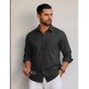 image:imageCOOFANDY Men Casual Button Down Shirt Long Sleeve Untucked Denim Dress ShirtDark Grey