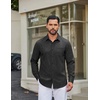 image:imageCOOFANDY Men Casual Button Down Shirt Long Sleeve Untucked Denim Dress ShirtDark Grey