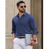 image:imageCOOFANDY Men Casual Button Down Shirt Long Sleeve Untucked Denim Dress ShirtDeep Blue