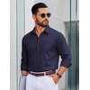 image:imageCOOFANDY Men Casual Button Down Shirt Long Sleeve Untucked Denim Dress ShirtNavy Blue