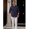 image:imageCOOFANDY Men Casual Button Down Shirt Long Sleeve Untucked Denim Dress ShirtNavy Blue