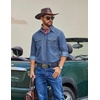 image:imageCOOFANDY Men Western Cowboy Shirt Casual Button Down Work Shirt with PocketBlue