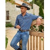 image:imageCOOFANDY Men Western Cowboy Shirt Casual Button Down Work Shirt with PocketBlue