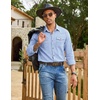 image:imageCOOFANDY Men Western Cowboy Shirt Casual Button Down Work Shirt with PocketLight Blue