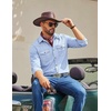 image:imageCOOFANDY Men Western Cowboy Shirt Casual Button Down Work Shirt with PocketLight Blue