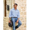image:imageCOOFANDY Men Western Cowboy Shirt Casual Button Down Work Shirt with PocketLight Blue