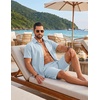 image:imageCOOFANDY Mens 2 Piece Outfit Summer Shorts Sets Short Sleeve Cotton ShirtsLight Blue