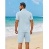 image:imageCOOFANDY Mens 2 Piece Outfit Summer Shorts Sets Short Sleeve Cotton ShirtsLight Blue