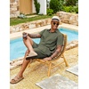 image:imageCOOFANDY Mens 2 Piece Outfits Cuban Guayabera Shirts and Shorts Summer SetArmy Green
