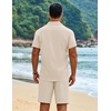 image:imageCOOFANDY Mens 2 Piece Outfits Cuban Guayabera Shirts and Shorts Summer SetBeige