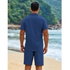 image:imageCOOFANDY Mens 2 Piece Outfits Cuban Guayabera Shirts and Shorts Summer SetRoyal Blue
