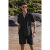 image:imageCOOFANDY Mens 2 Piece Short Set Guayabera Button Down Shirt Casual OutfitsBlack