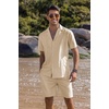 image:imageCOOFANDY Mens 2 Piece Short Set Guayabera Button Down Shirt Casual OutfitsKhaki